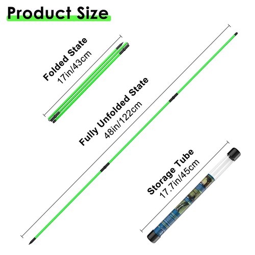 Rhino Valley Golf Alignment Sticks 3 Pack, 48'' Collapsible Alignment Sticks for Aiming, Putting, Full Swing Trainer, Golf Alignment Rods with Clear Tube Case, Portable Golf Training Equipment