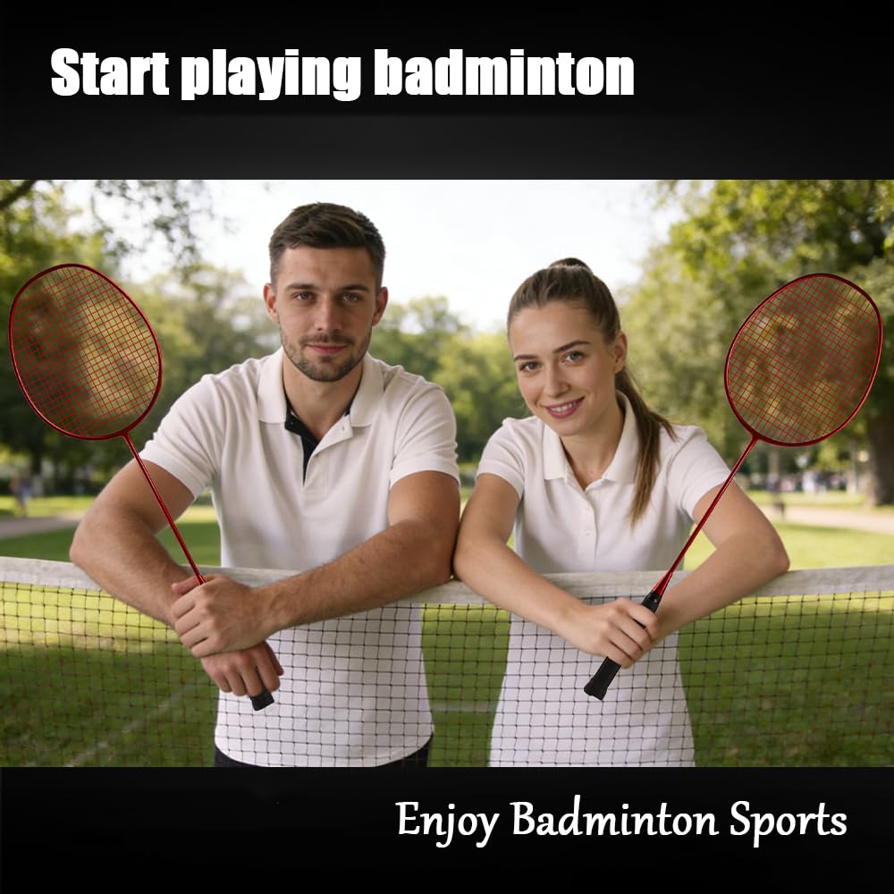 Professional Badminton Racket,Rackets,Ultralight and Durable,Carbon Fiber,Including 2 Badminton Racket,2 Badminton and A Ball Bag,Suitable for Outdoor Activities and Family Outings