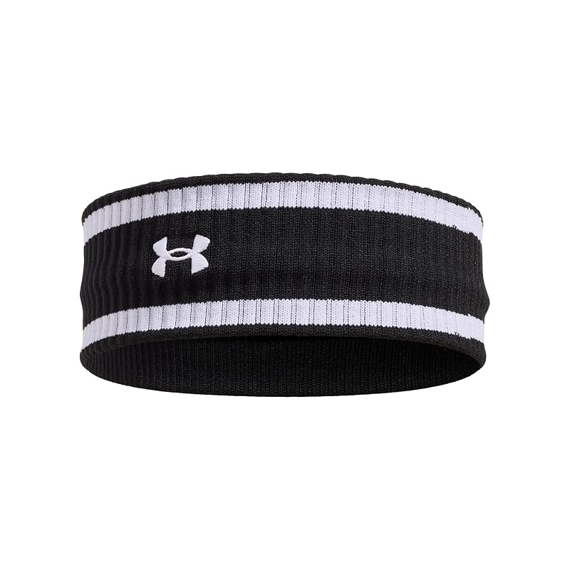 Under Armour Unisex Lightweight Terry Headband - Variation 001 Black/White/White, One Size