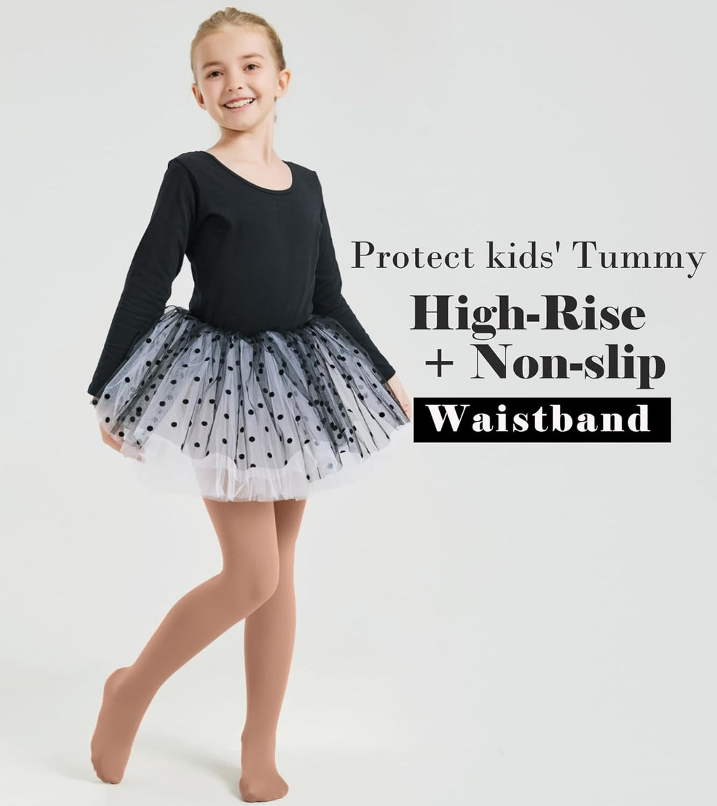 CozyWow Ultra Soft Ballet Tights | Comfortable Dance Tights for Girls, Sizes 4T to 12T