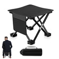 ZHIYUEJING Folding Camping Footrest, 13-Inch Camping Stool with Carrying Pouch and Side Pockets for Picnic, Beach, Fishing, Hiking, Black