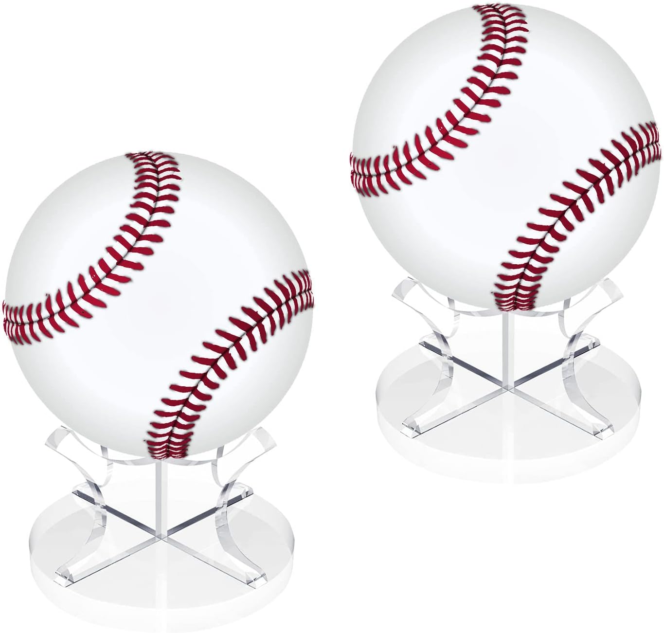 Skiennix Acrylic Baseball Stands - 2 Pack Display Racks with Non-Slip Rubber Pads for Sports Balls