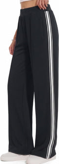 BISUAL Wide Leg Track Pants for Women - High Waisted Cotton Stretch Sweatpants in Baggy Style