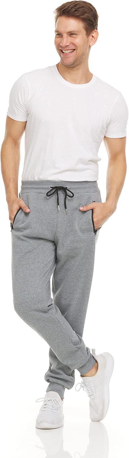 PURE CHAMP Men's Fleece Sweatpants - 3 Pack Athletic Joggers with Zipper Pocket | Sizes S-3XL