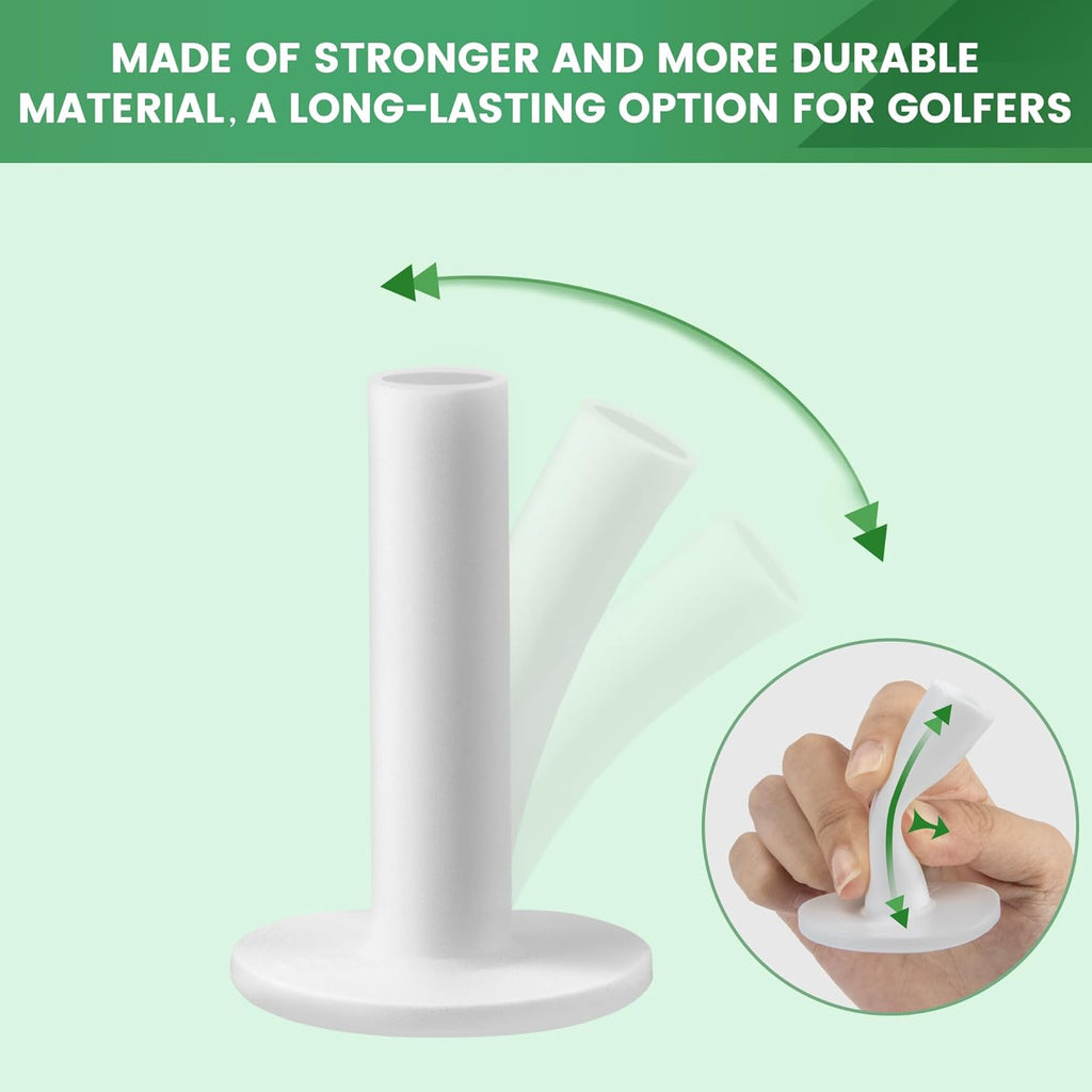 Seticek Rubber Golf Tees - Durable & Stable for Mats | 32 Pcs in 6 Mixed Sizes & 2 Variants