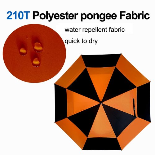 Doubwell Vented Golf Umbrella 54/62/68 Inch Automatic Extra Large Windproof Oversize Stick Rain Umbrellas For Man and Woman Can Shade For Golfer And Family (Black/Orange, 54 Inch)