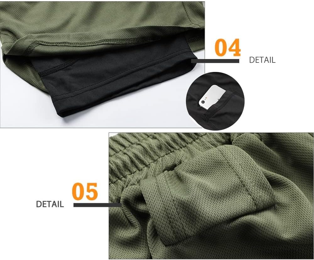 Surenow Men's Athletic Gym Shorts - Quick Dry Lightweight 2-in-1 Running Shorts with Pockets | 3 Pack