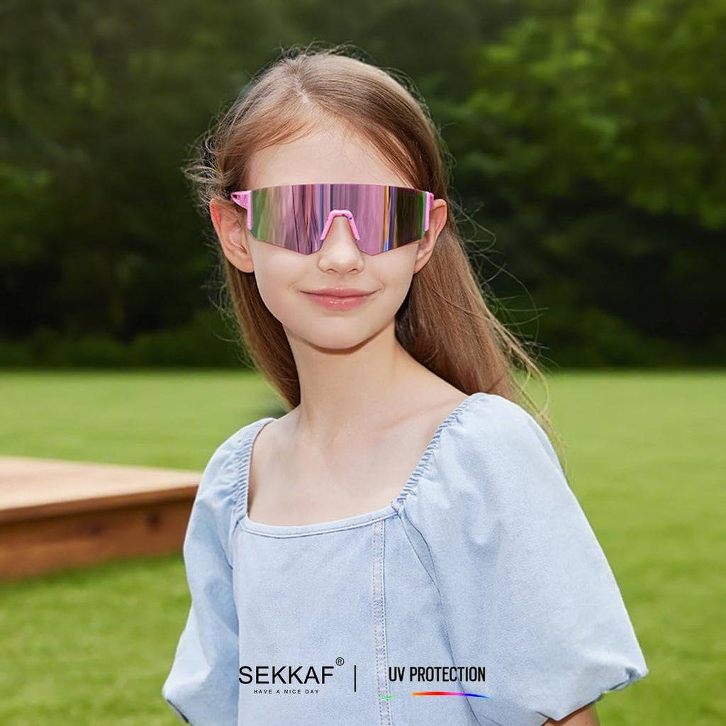 SEKKAF Youth Baseball Sunglasses for Boys Girls Age 6-12 Softball Cycling Sports Sunglasses for Kids Lightweight Frame