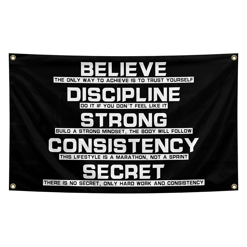 Discipline Motivational Flag 3x5ft with 4 Brass Washers | Dorm, Study, Gym, Office Wall Decor - Variation of THIS listing