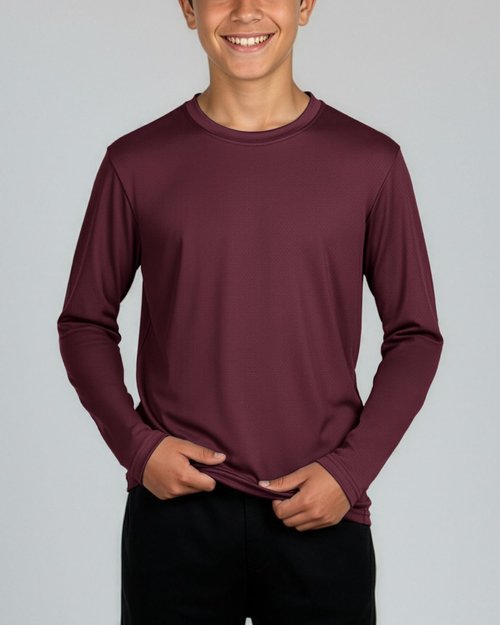 Real Essentials 4 Pack: Boys' Mesh Long Sleeve Athletic T-Shirt - Kids Teens Youth Active Tees Running Tops- Set 3,L, 12-14