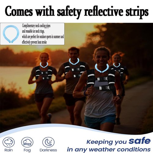 Weighted Vest for Women Men & Neck CoolingTube 2 pcs - Weighted Vest Woman,with Reflective Stripe Adjustable Safety Buckle,Men Womens weighted vest for Walking 6.6 LBS(3kg) 11 Lbs（5kg）17.6 Lbs (8kg) 22 Lbs(10kg)