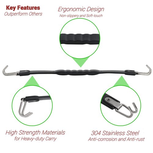 OXTOUF Golf Cart Battery Lifting Strap 2 PCS, Battery Carrier Strap for Club Car, EZGO & Other for Trojan Batteries - Black