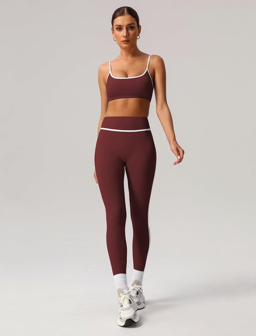 AGYMNX 2 Piece Workout Sets for Women Contrast Panel Sports Bra Cami Top and Butt-lifting Pants Active Jogger Outfits