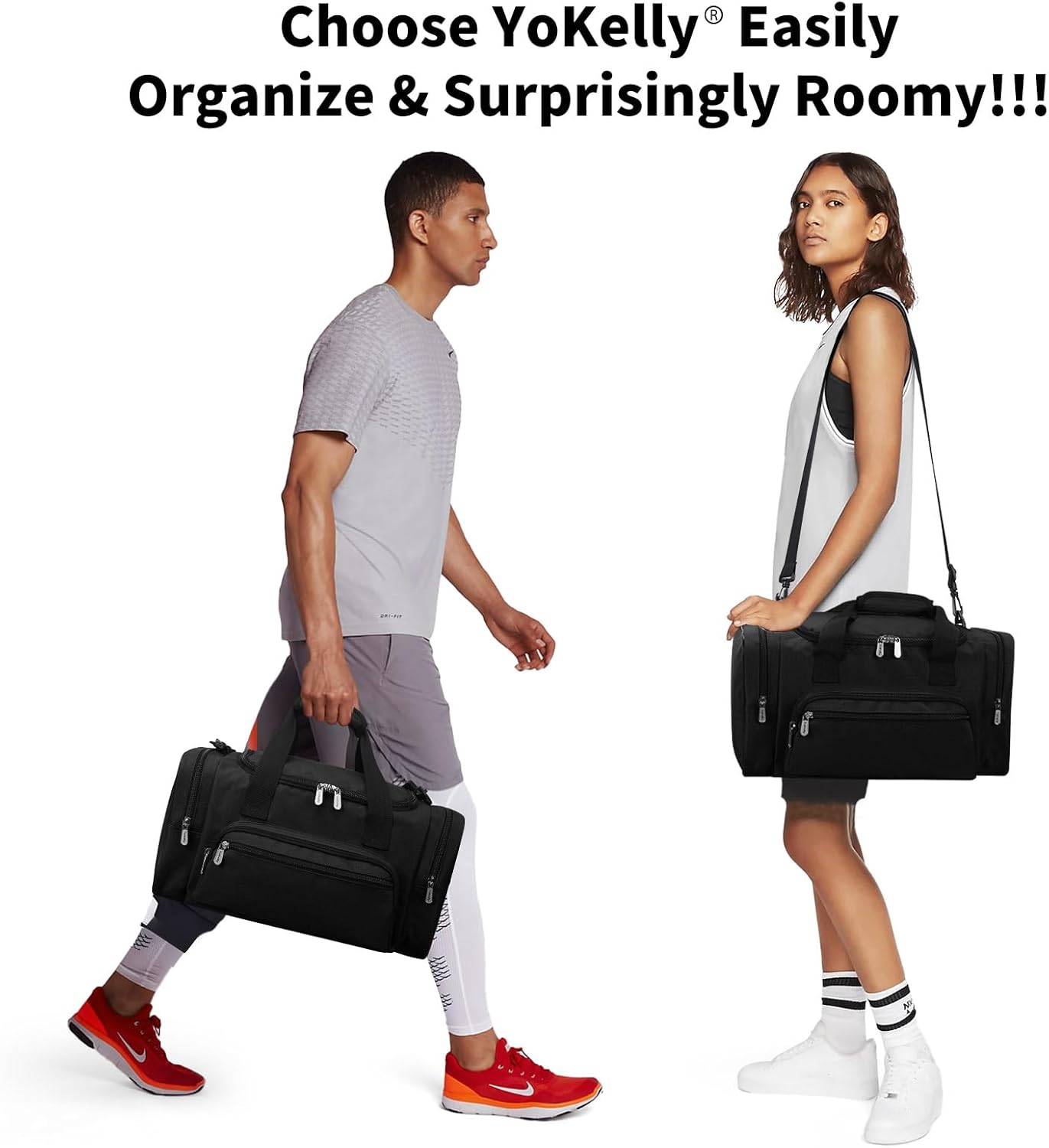 Skiennix Small Duffel Bag - 17-Inch Carry-On Weekender for Travel & Gym - Black (17x10x9 in)
