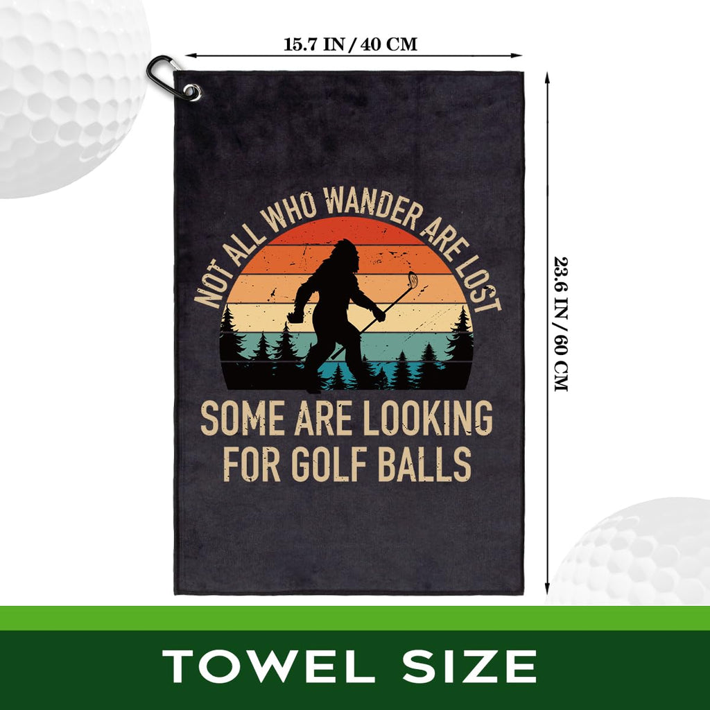 rofiowa Not All Who Wander are Lost Polyester and Cotton Printed Golf Towel, Funny Golf Accessories for Men Women, Golf-Gifts for GolfFan Dad Grandpa, Golfs Lover Retirement Birthday Gifts