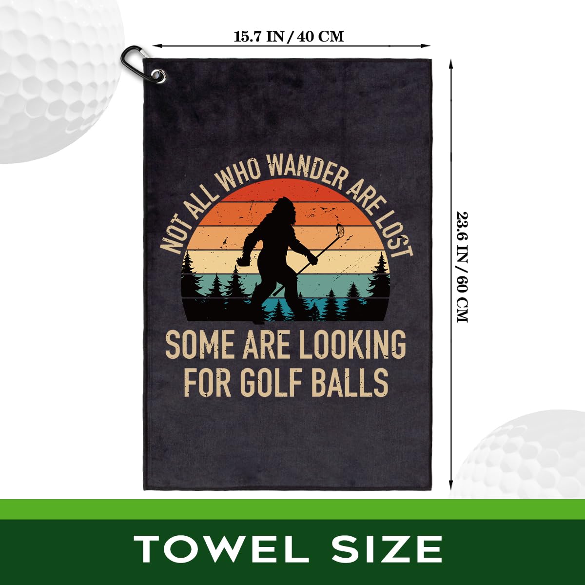 rofiowa Not All Who Wander are Lost Polyester and Cotton Printed Golf Towel, Funny Golf Accessories for Men Women, Golf-Gifts for GolfFan Dad Grandpa, Golfs Lover Retirement Birthday Gifts