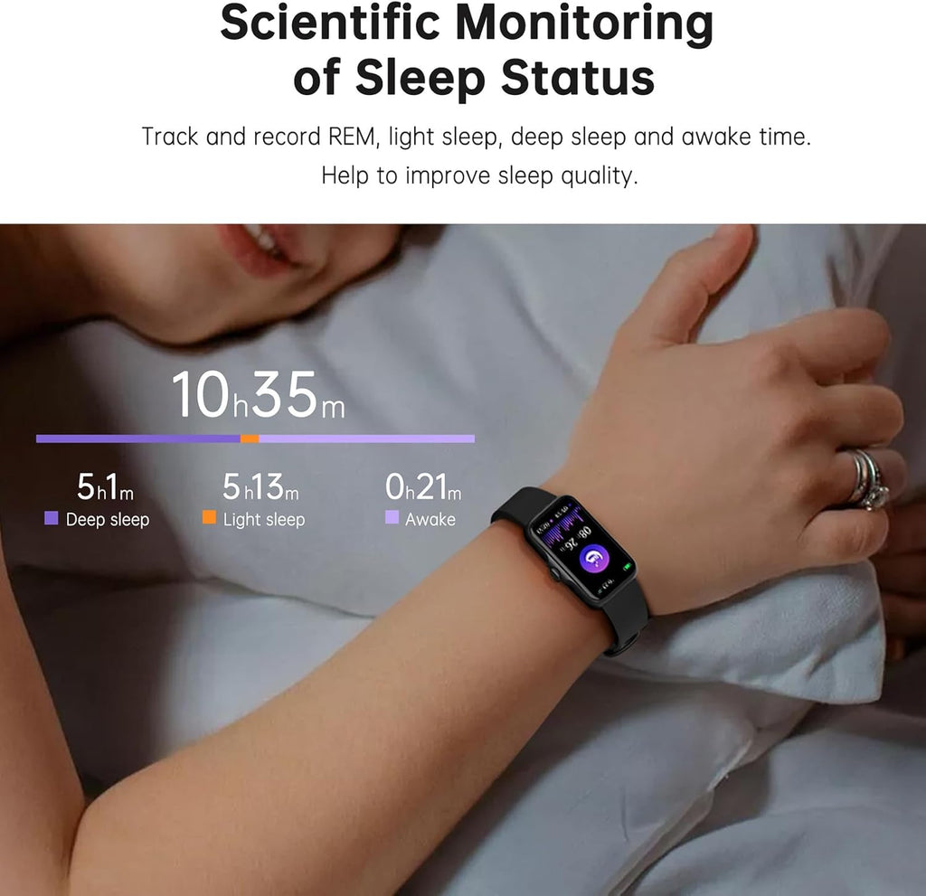 Sunorshop Health Fitness Tracker, Smart Watch with 24/7 Heart Rate and Blood Oxygen Monitor, Sleep Tracker with IP68 Waterproof, Activity Tracker Pedometer Step Counter for Women Men (Black)