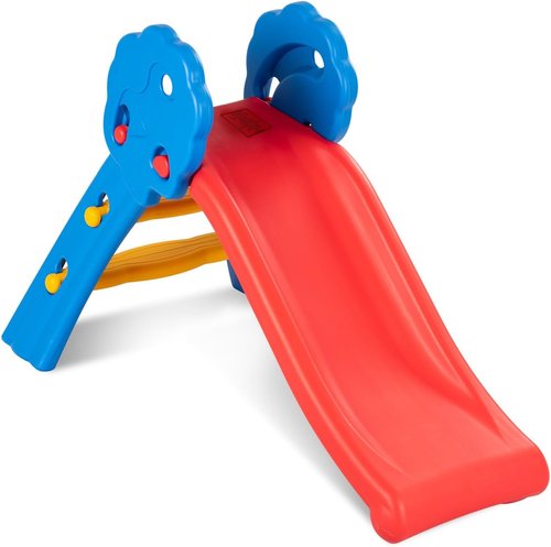 Baby Joy Folding Slide - Indoor Plastic Play Slide Climber for Kids | Floral Rail Design