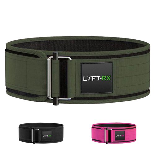 LYFT-RX Weightlifting Belt for Squats, Deadlift, Powerlifting, Olympic Weight Lift, Cross Train, Gym, Workout, 4-inch Wide Fit Nylon Belt, Men/Women, OD GREEN - SMALL
