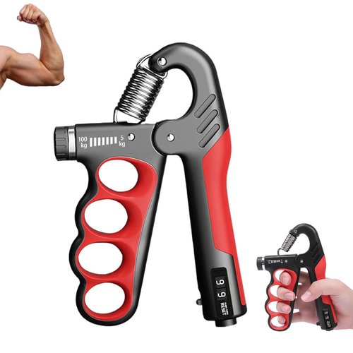 Adjustable Grip Strength Trainer Hand Gripper for Grip Strength, Forearm & Wrist Strengthener, Hand Exerciser for Strength Training & Therapy 11-220Lbs(5-100KG) | Red
