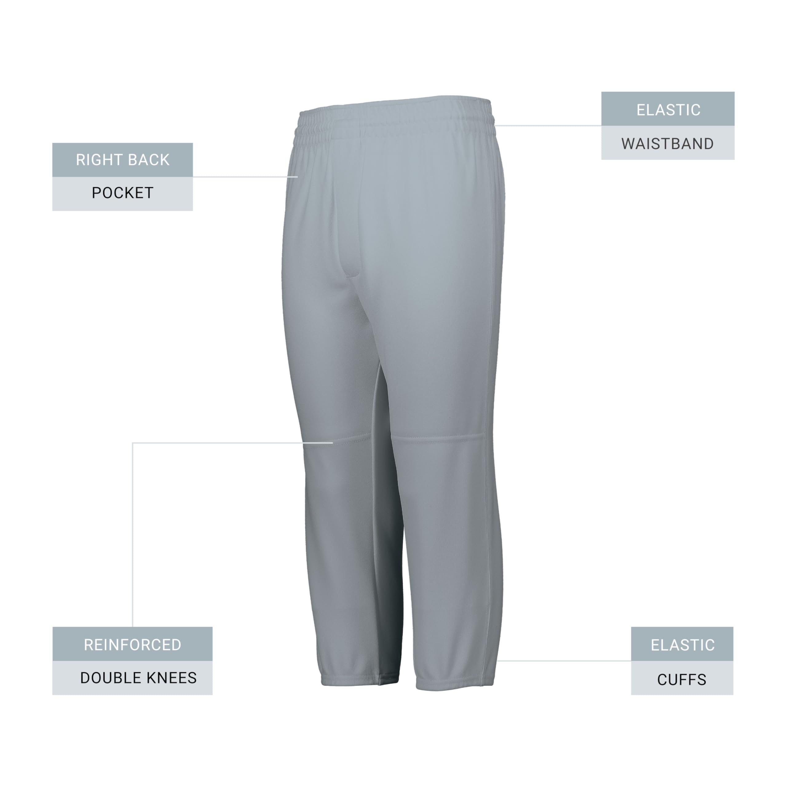 Augusta Sportswear Youth Gamer Pull-Up Baseball Pant Blue Grey XS