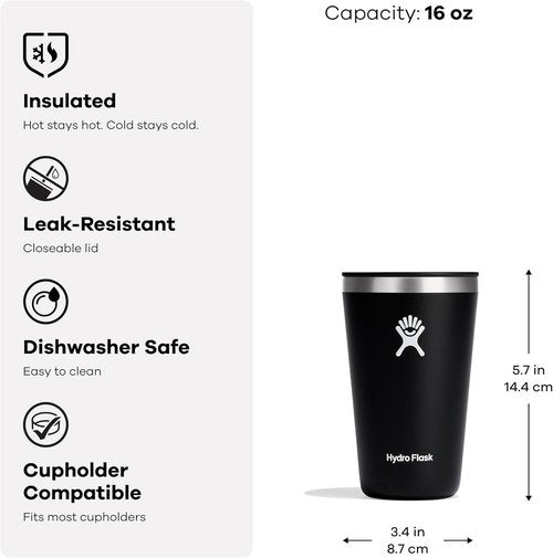 Hydro Flask Insulated Travel Mug - 16 Oz Stainless Steel Coffee Cup in Trillium Pink