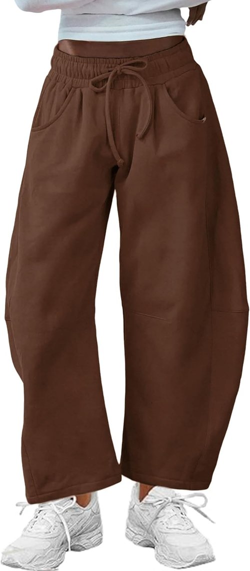 Hongsui Women's Wide Leg Pants - Soft Casual Sweatpants with Pockets & Elastic Waistband