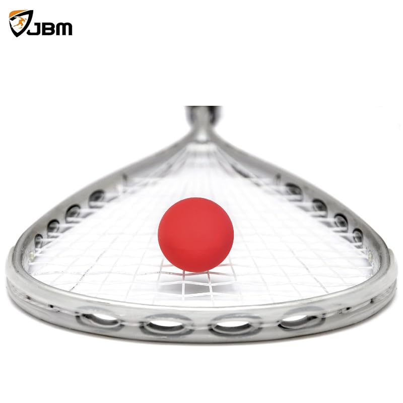 JBM 5.5 cm Racquetball Balls (Red, Blue, Yellow) in Net — 3-Pack, 65-70% Rebound