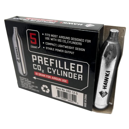 Hawki CO2 12 gram Cartridges for Air Guns/Airsoft Pistols/Paintball Gun (5 Pack)