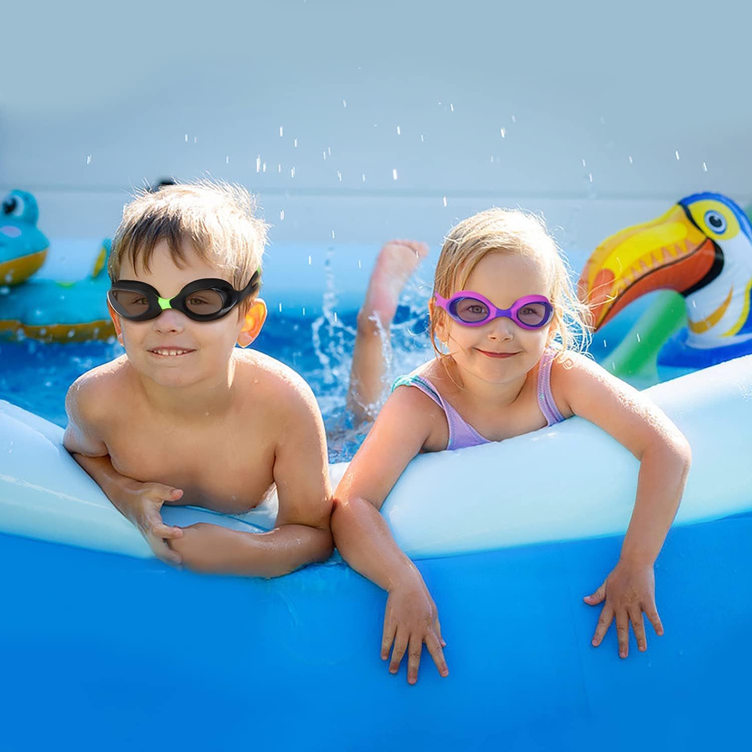 Skiennix Kids Swim Goggles - UV Protection, Anti-Fog, No Leaking | 4 Pack for Ages 6-14