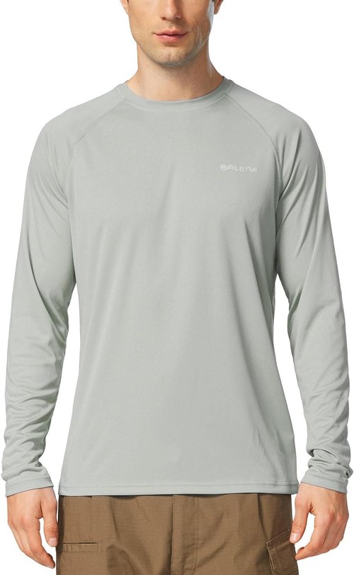 Baleaf Men's UV Protection Long Sleeve Rash Guard - SPF UPF 50+ Quick Dry Fishing Shirt