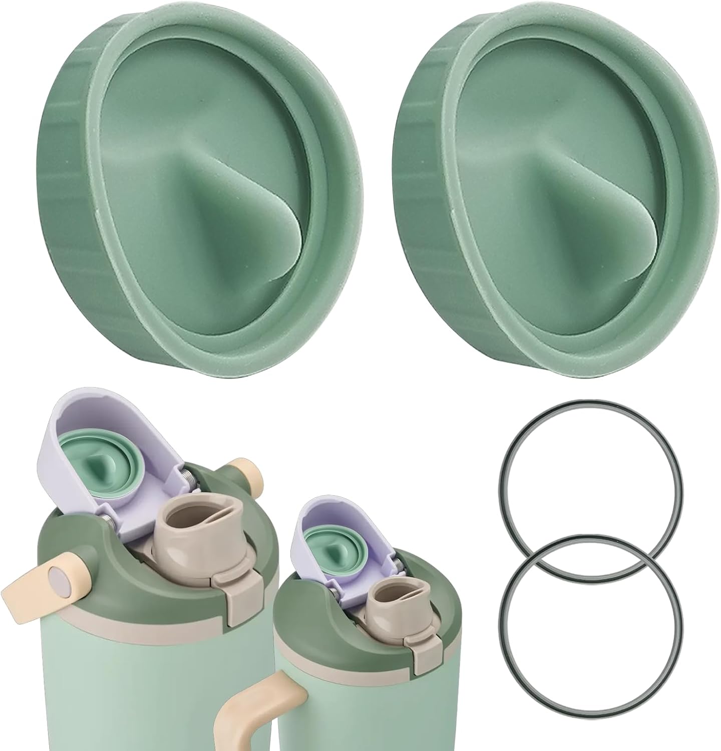 Owala | Leak-Proof Silicone Stopper Set - Food-Grade Gaskets & Pads for 30oz/40oz Tumblers - Eucalyptus Green