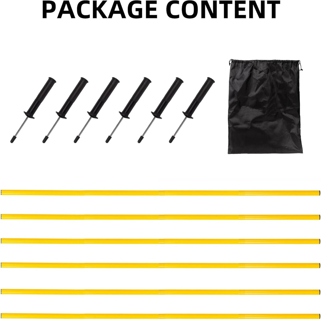 Skiennix 5FT Agility Training Poles - Adjustable Speed & Agility Equipment for Soccer, Basketball, Dogs & Horses | Includes Ground Spring Nails & Storage Bag