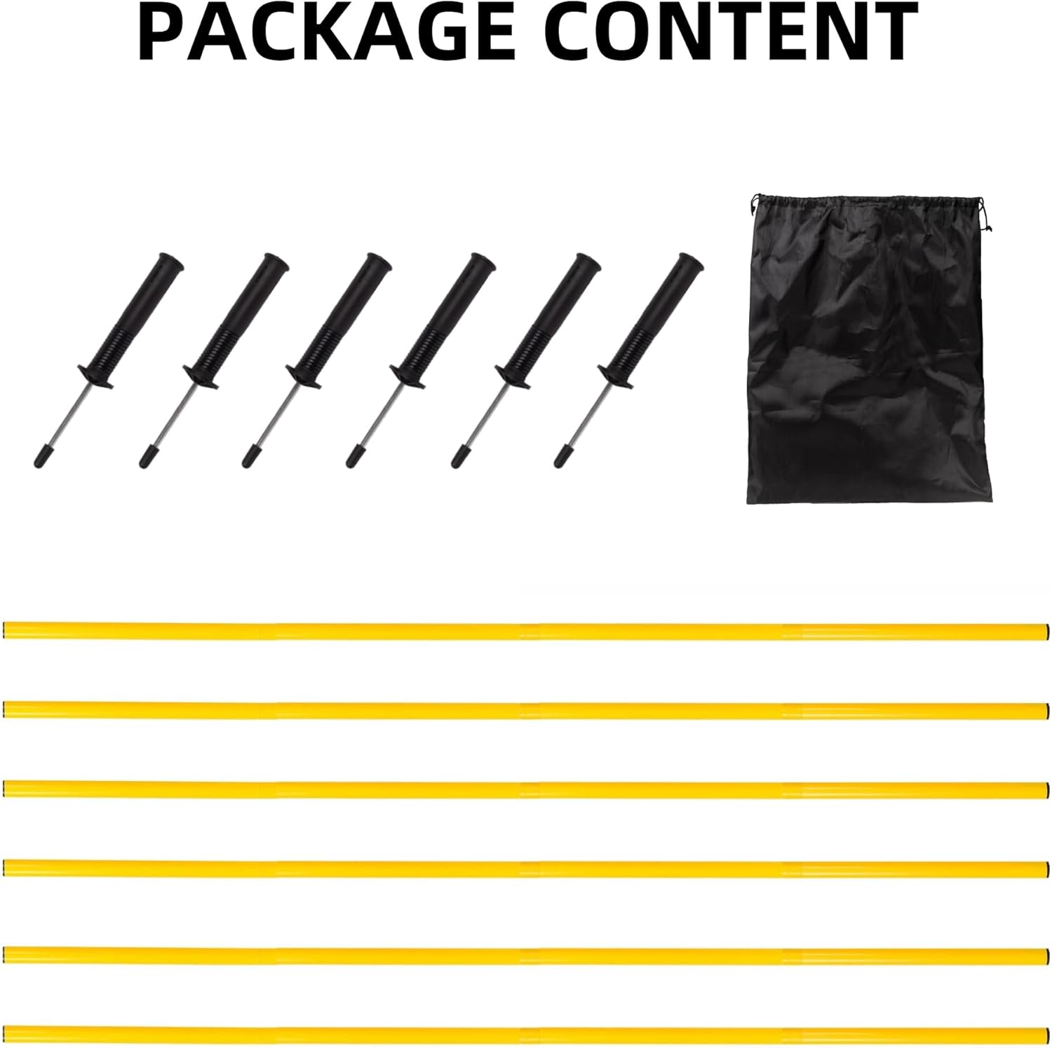 Skiennix 5FT Agility Training Poles - Adjustable Speed & Agility Equipment for Soccer, Basketball, Dogs & Horses | Includes Ground Spring Nails & Storage Bag