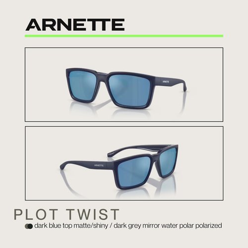 ARNETTE Plot Twist AN4346 275922 57MM Dark Blue Top Matte/Shiny/Dark Grey Mirror Water Polarized Square Sunglasses for Men +Bundle with Accessory Eyewear Kit