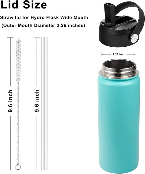 Hydro Flask Straw Lid - Replacement Cap for 32/40 oz Wide Mouth Water Bottles | Flip Lid with Handle