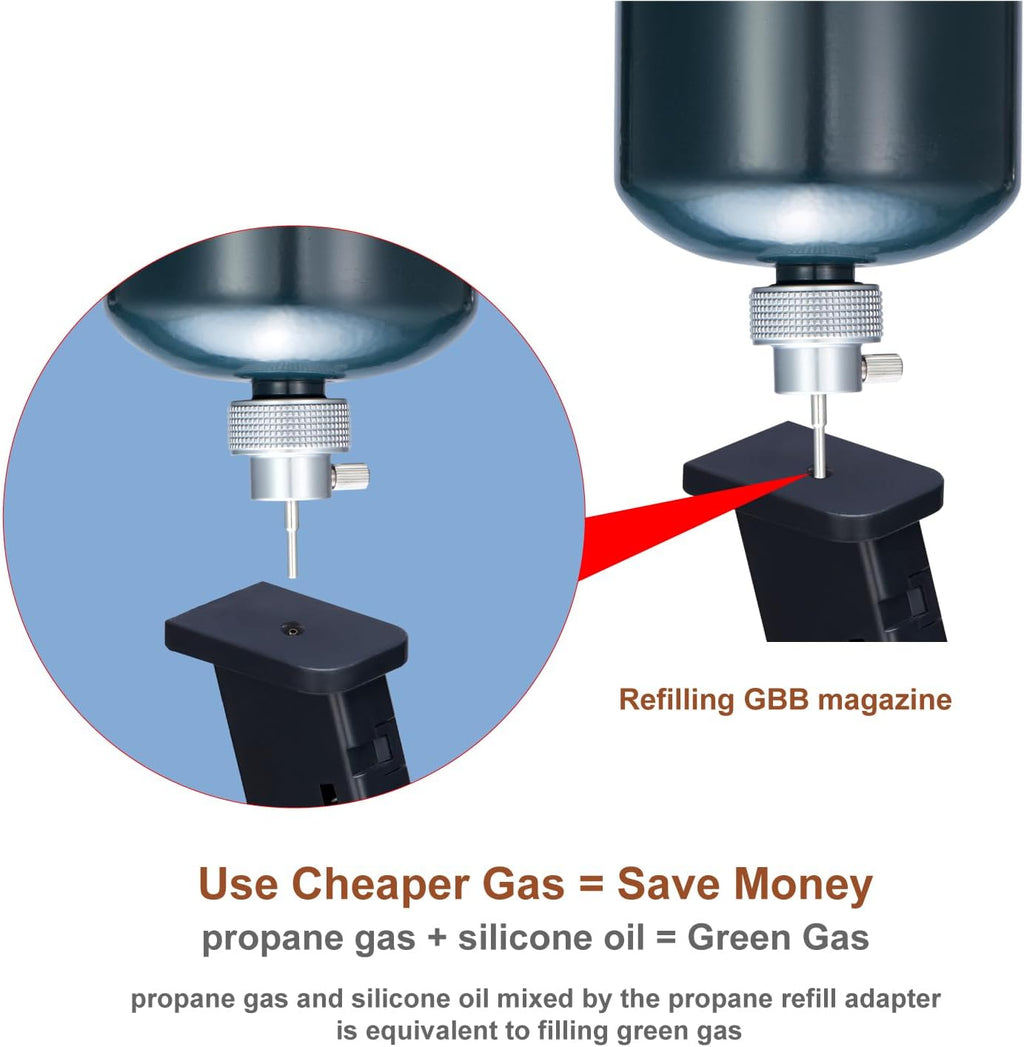 Propane Refill Adapter - Airsoft Green Gas Fill with Silicone Oil Port | Durable & Efficient