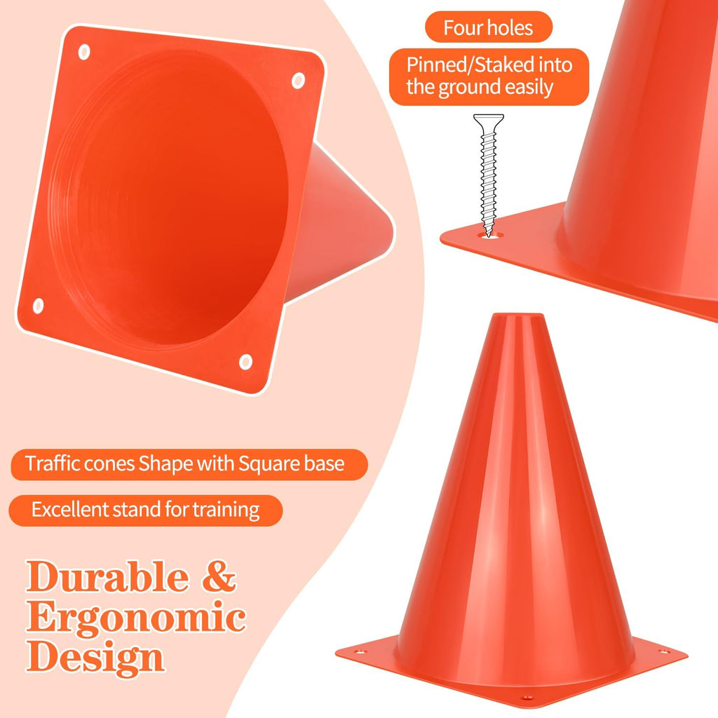 Skiennix Soccer Cones - 7-Inch Plastic Training Cones for Basketball, Football & Skating Drills | 12/24/50pcs