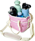 Skiennix Insulated Drink Carrier - Family Size 4 Compartment Tumbler Caddy with Adjustable Strap | Pink