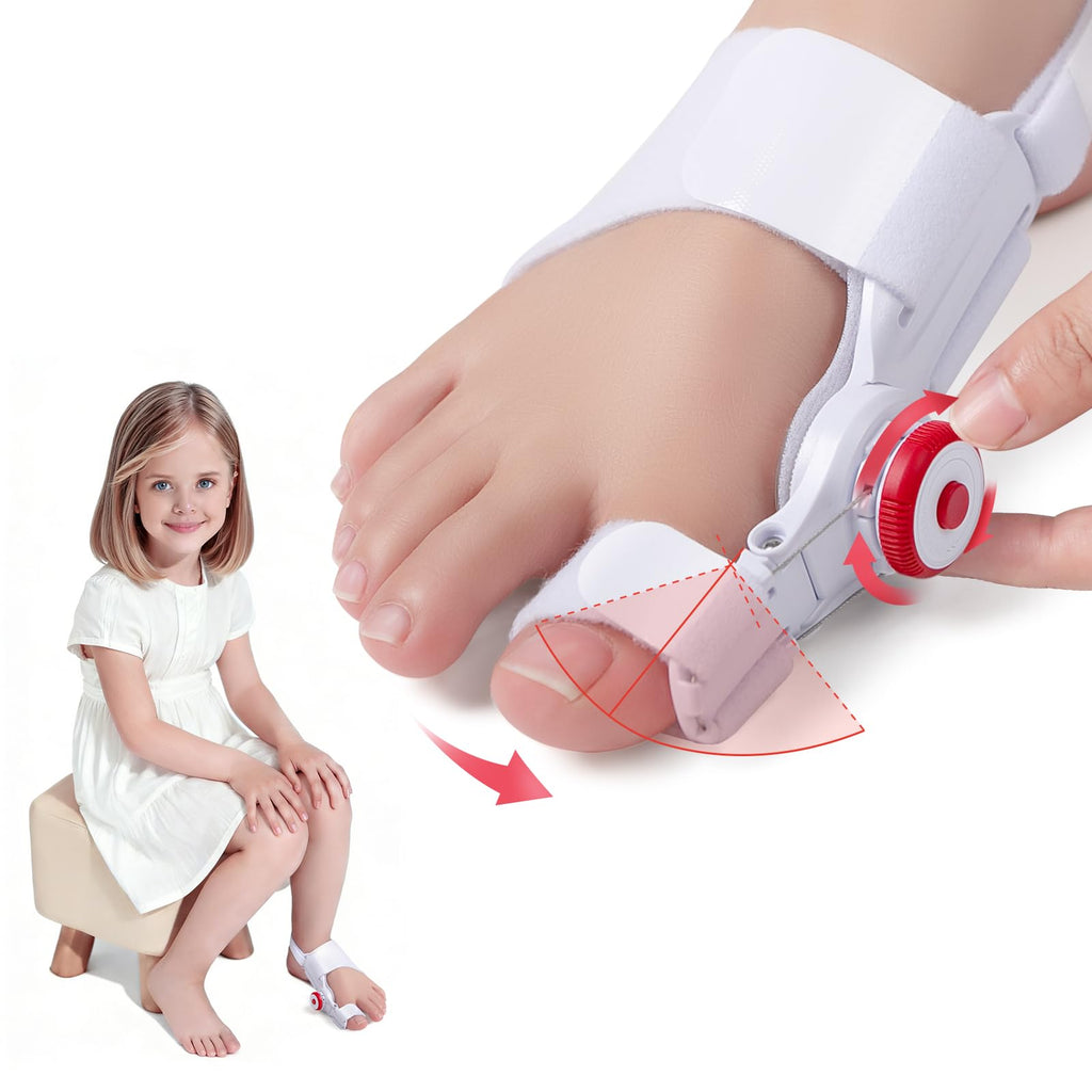 TENICORE Bunion Corrector for Kids, Adjustable Bunions Fix for Relief with Anti-slip Heel Strap, Red-1pc