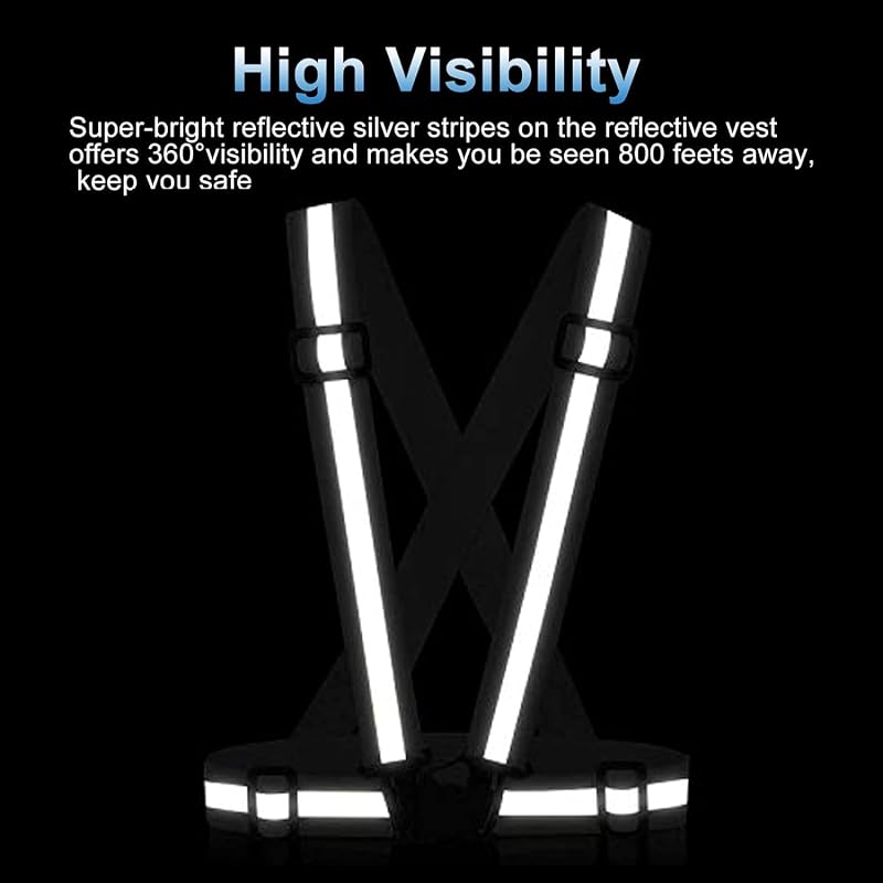 High-Visibility Reflective Running Vest 2-10 Pack – Black+2, 360° Safety