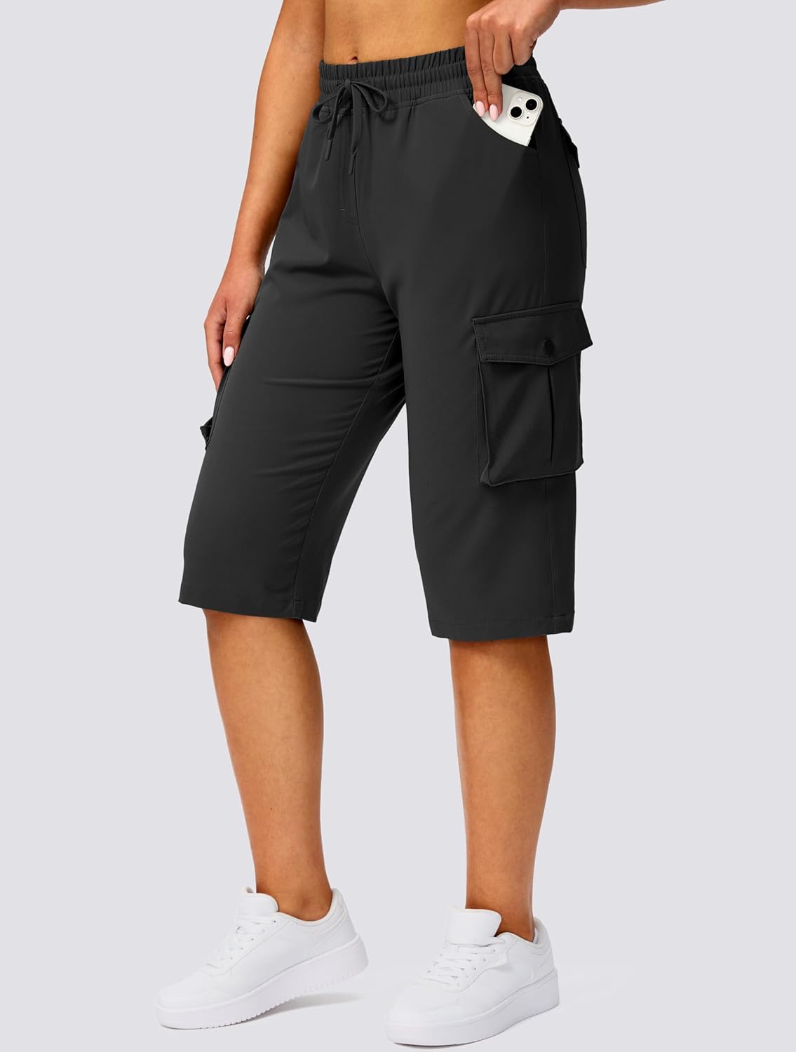 Viodia Women's Cargo Bermuda Shorts - Lightweight Knee-Length Hiking Capris for Summer Travel