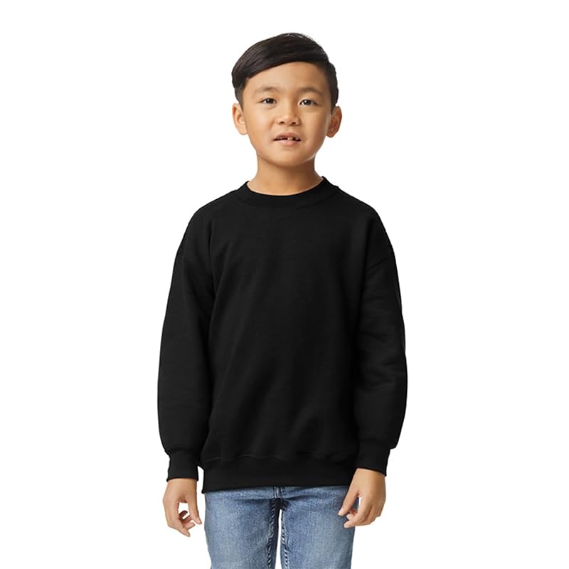 Gildan Kids' Fleece Crewneck Sweatshirt G18000B, Black, Large