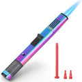 VEXO Torch Lighter Jet Flame Refillable Butane Lighter with Safety Lock, Visible Gas Window, Torch Refill Adapter for Grill BBQ Candle Camping (Butane NOT Included) (Rainbow)