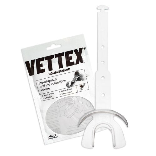 Markwort Vettex Doubleguard Mouthguard for Football, Lacrosse, MMA, Boxing, Braces - Breathable Doubleguard with Lip Protection and Strap,White