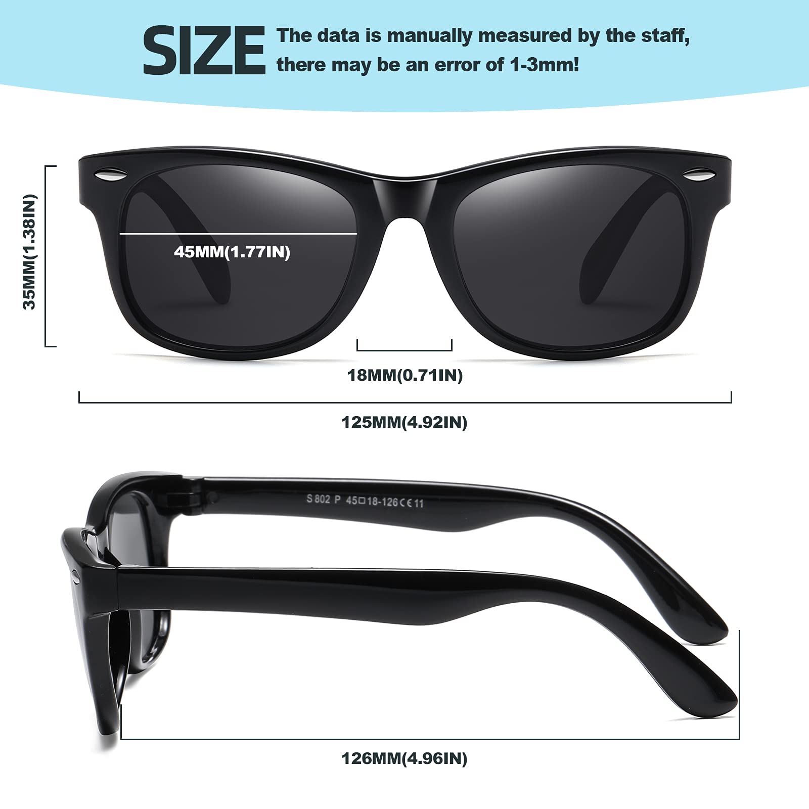 DYLB Kids Polarized Sunglasses for girls boys 3 Pack, Flexible TPEE Rubber Frame for Children Age 3-8. (Black + Pink +Blue Yellow)