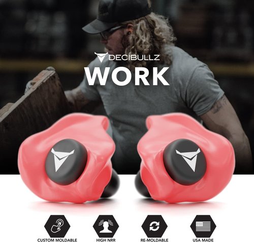 Decibullz Custom Molded Earplugs - Pro Pack for Ultimate Noise Reduction | Red Color