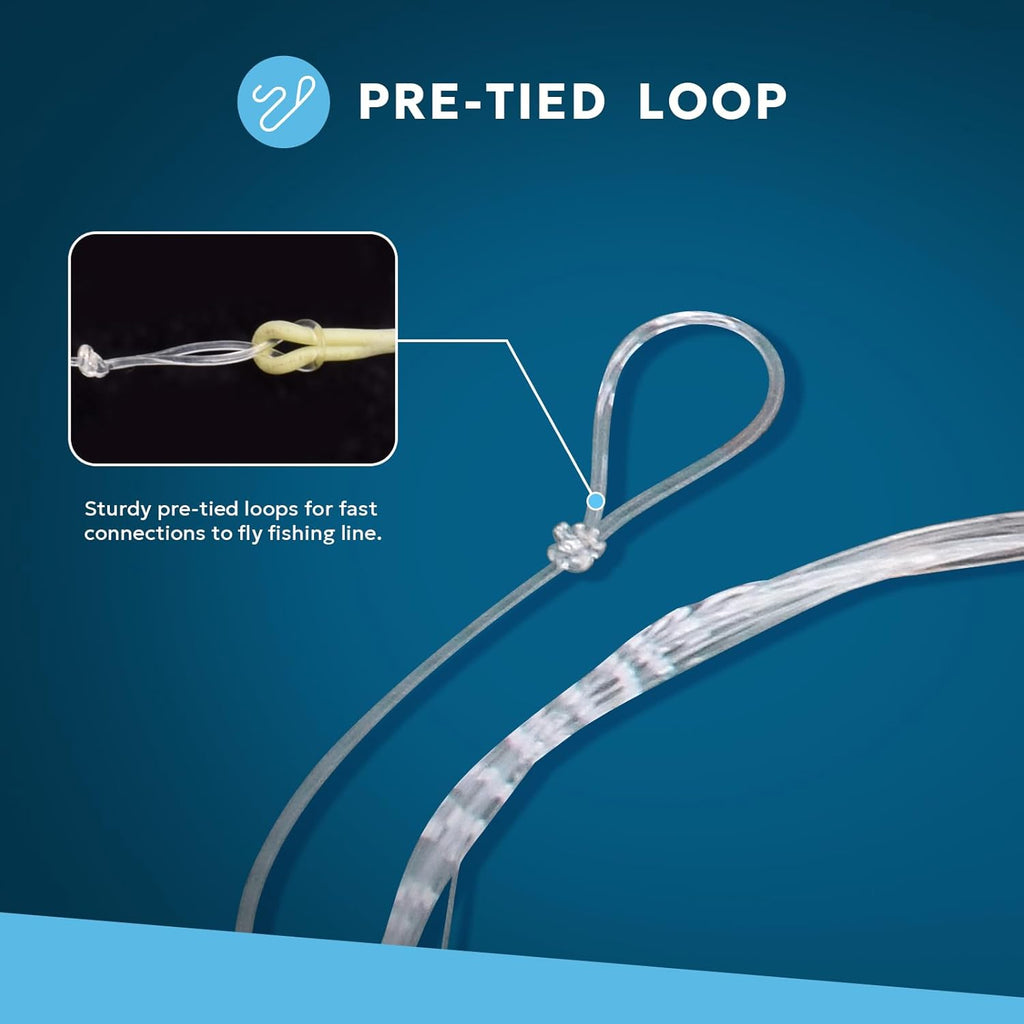 SF Pre-Tied Loop Fly Fishing Leader - Tapered Nylon for Trout & Saltwater | 7.5FT to 15FT Options