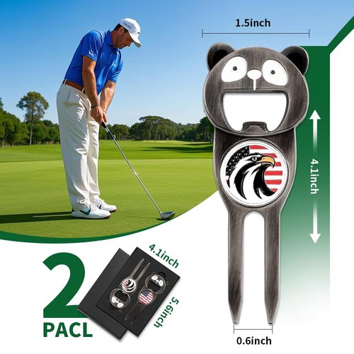 Yulinmon 6-in-1 Metal Golf Divot Repair Tool & Ball Marker - Golf Divot Repair Tool, Bottle Opener Ball Marker, Golf Essential, Ideal Gift for Golf Enthusiasts, Accessory Gift for Men & Women