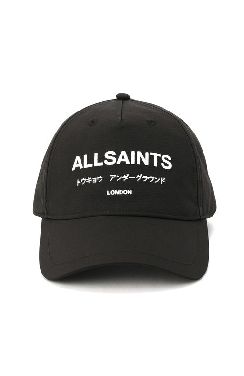 AllSaints Men's Underground Baseball Cap, 100% Nylon Hat with Adjustable Strap, Summer Accessory Black